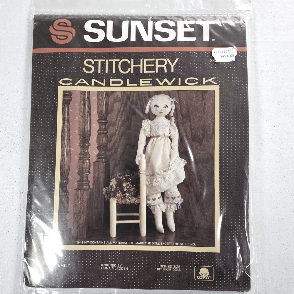 Vintage Sunset Stitchery Emily Candlewick Doll Kit Lorna McRoden 1984 2855